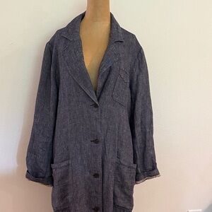 Sundance M Duster Jacket lightweight Chambray Floral lined Denim Jacket VGUC